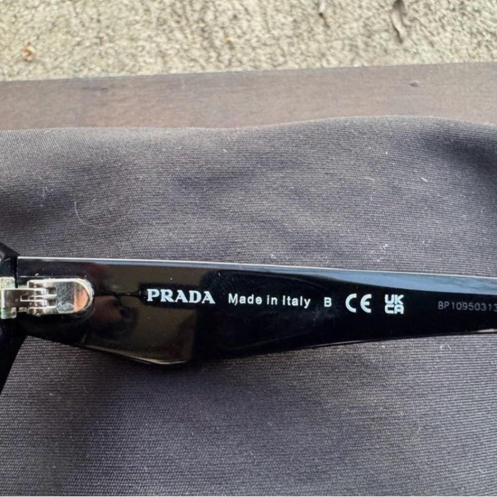 Prada Glossy Black Oval Sunglasses - Picture 4 of 5